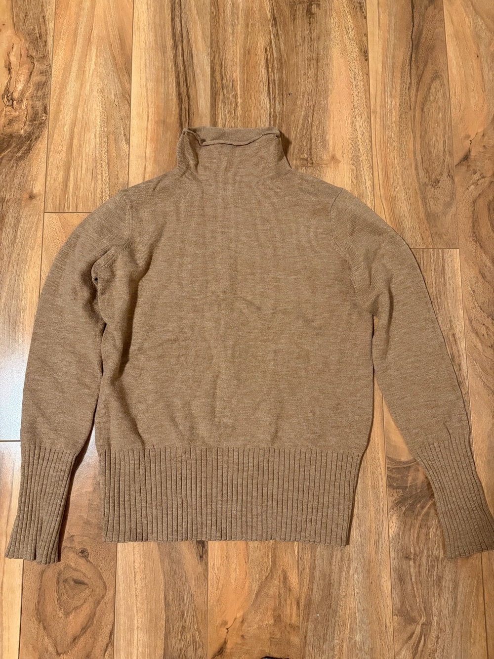 French Connection Taupe Ribbed-Hem Turtleneck Sweater